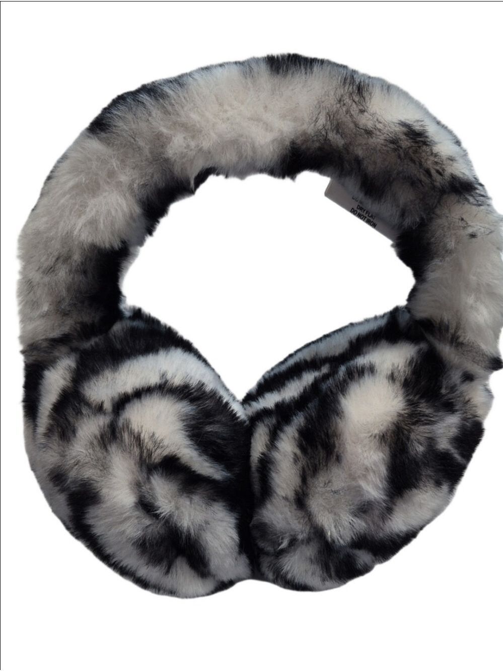 Steve Madden Black & White Faux Fur Earmuffs - One Size